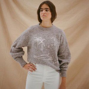 Paloma Wool Felix hand embroidered sweater, S/XS